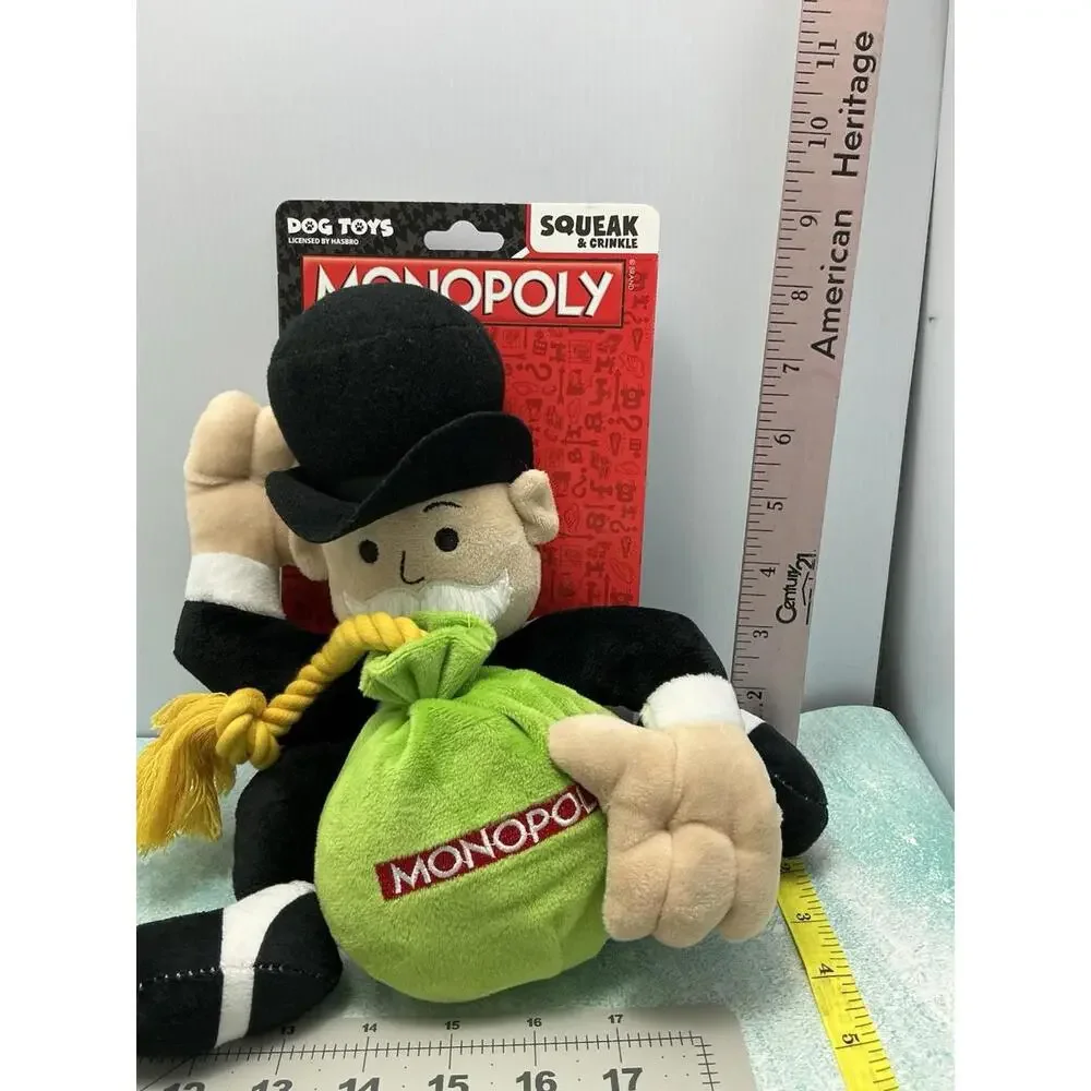 Hasbro Mr. Monopoly Mr. Money Bags  Squeaker & Crinkle Dog Toy Brand New‎